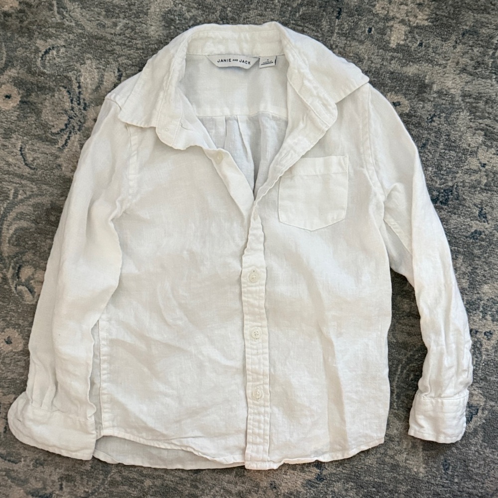 Janie and Jack Crisp White Linen Shirt
